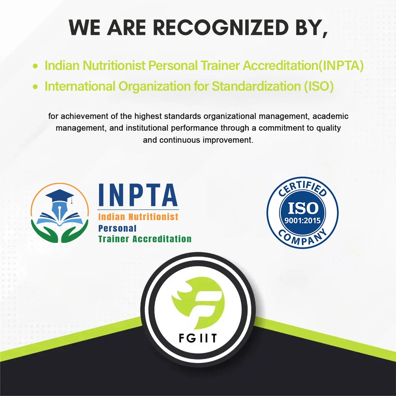 FGIIT academy certificates are accredited by ISO and ISO